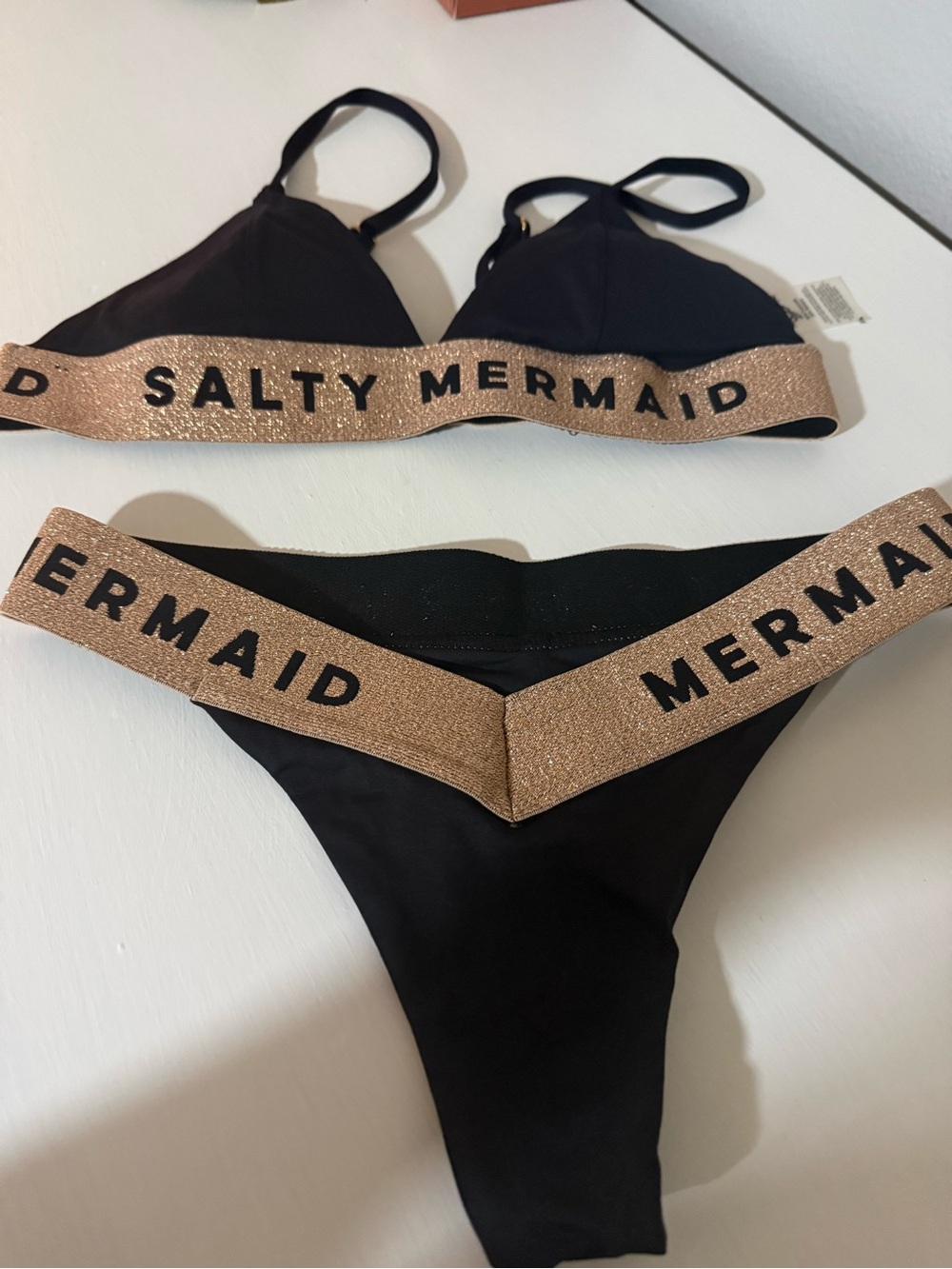 Women's Black Bikini with Gold Trim small